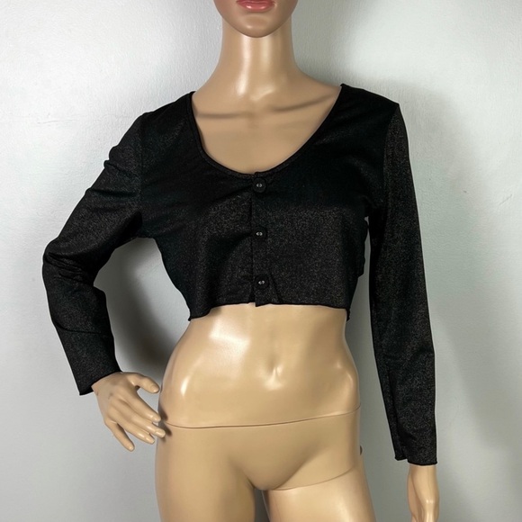 NEW ONIA BLACK METALLIC CROP TOP - Picture 2 of 9